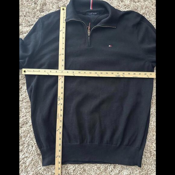 Tommy Hilfiger 1/4 Zip Sweater Men's XL Black Pullover Long Sleeve Cotton - Picture 5 of 5